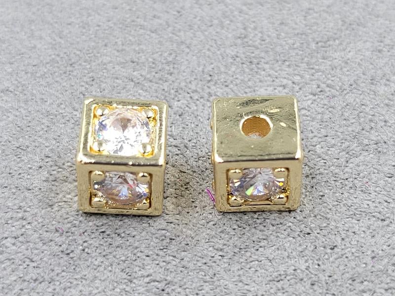 Бусина кубік 7 мм колір лимонне золото (гіпоалергений сплав)