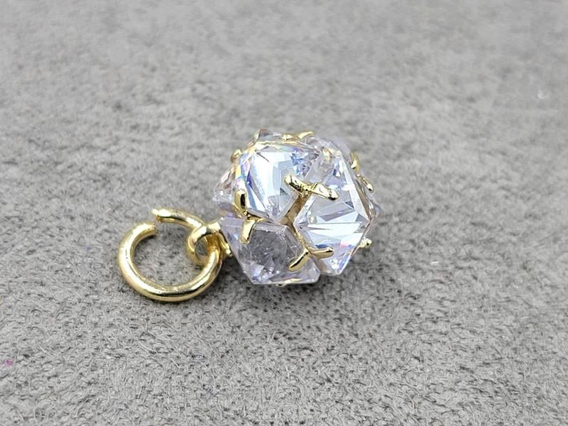 Підвіска 9 мм колір лимонне золото з білими стразами (гіпоалергений сплав)