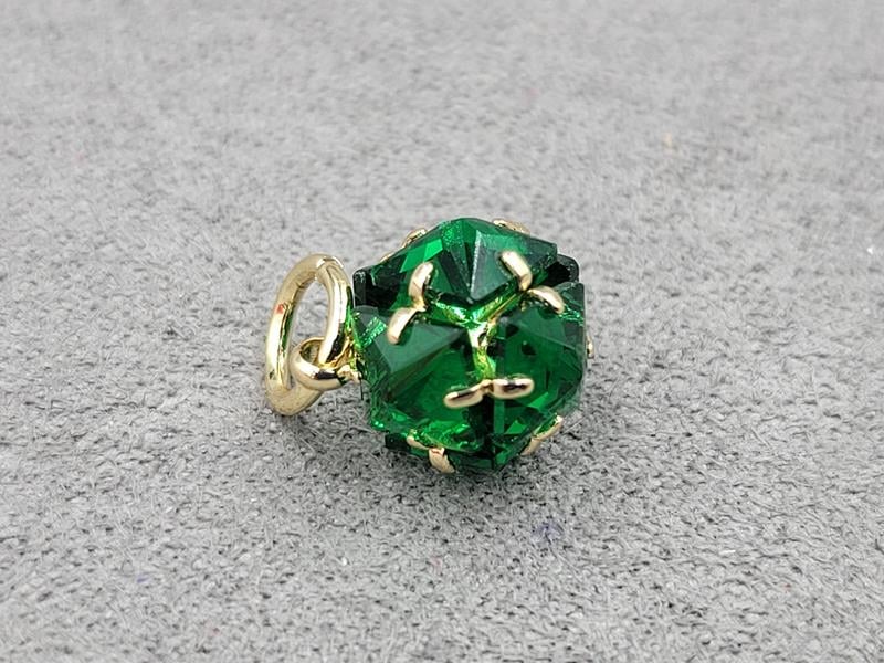Підвіска 9 мм колір лимонне золото с зеленими стразами (гіпоалергений сплав)