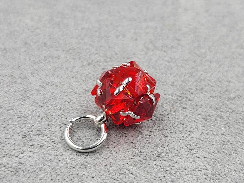 Підвіска 9 мм колір сталь з червоними стразами (гіпоалергений сплав)