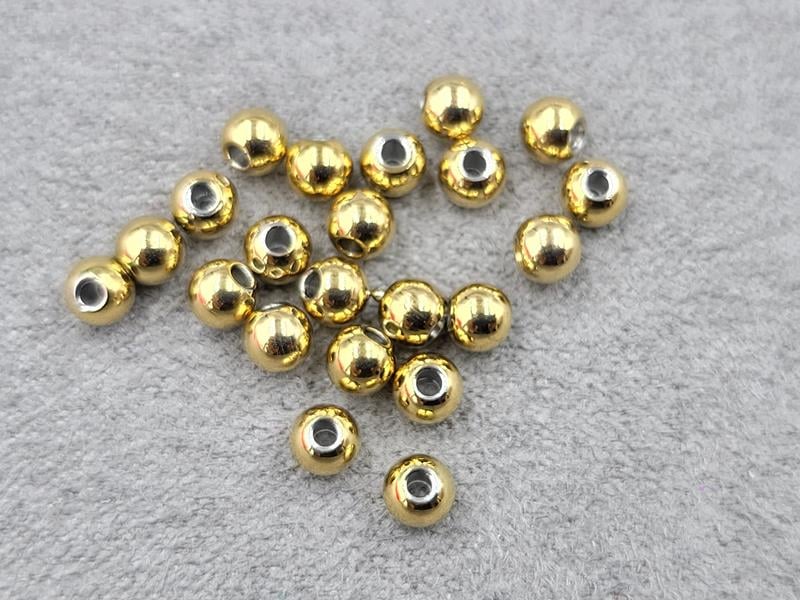 Бусини куля 4 мм 50 шт колір лимонне золото нержавіюча сталь