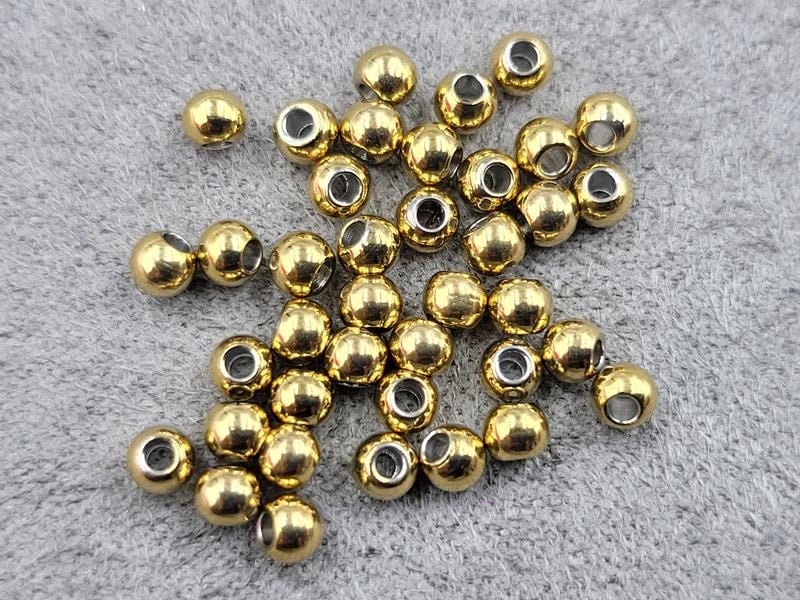Бусини куля 3 мм 100 шт колір лимонне золото нержавіюча сталь