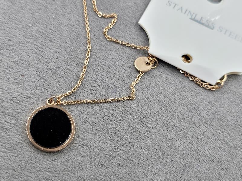 Кулон 14 мм довжина 43 см + 5 см колір рожеве золото нержавіюча сталь