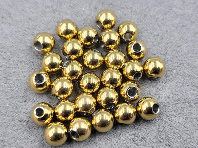Бусини куля 6 мм 50 шт колір лимонне золото нержавіюча сталь