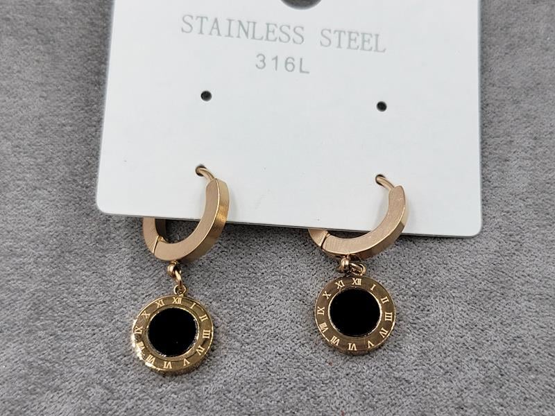 Сережки 10 мм висота 27 мм колір рожеве золото нержавіюча сталь круглий замок