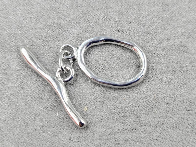 Замок тогл 14*25 мм колір сталь (гіпоалергений сплав)