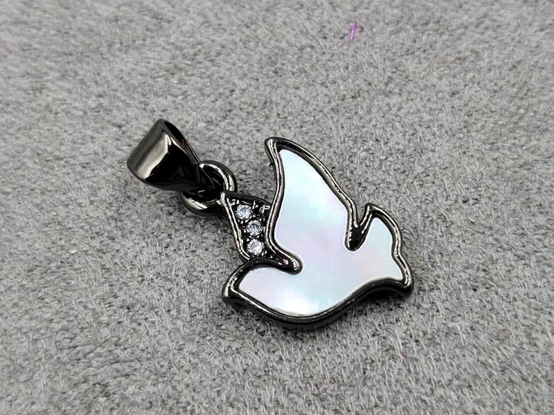 Підвіска птах 11*14 мм колір чорний (гіпоалергений сплав)