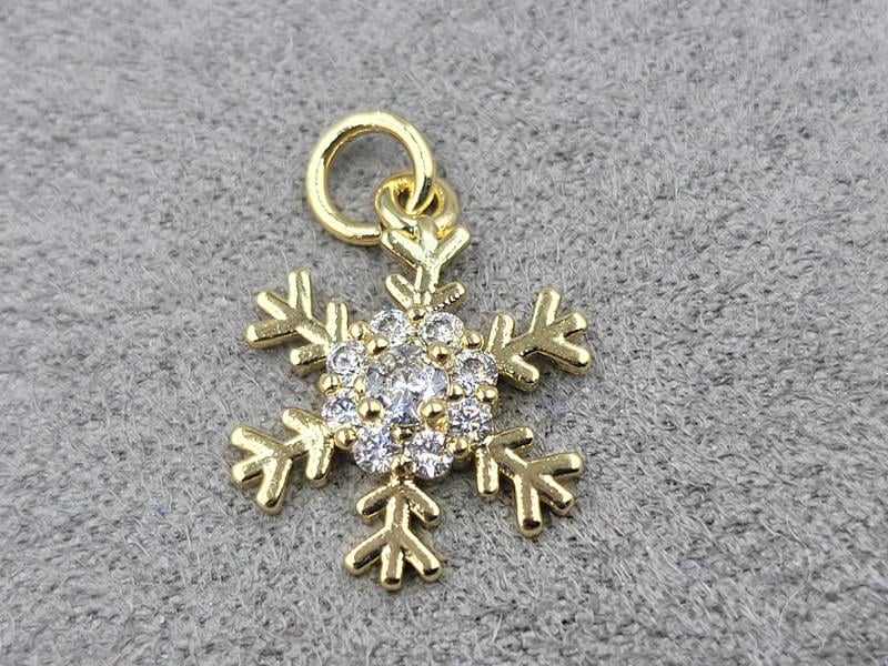 Підвіска *сніжинка* 13 мм колір лимонне золото (гіпоалергений сплав)