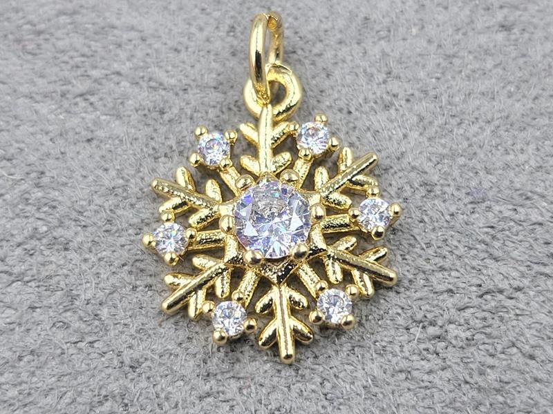 Підвіска *сніжинка* 13 мм колір лимонне золото (гіпоалергений сплав)