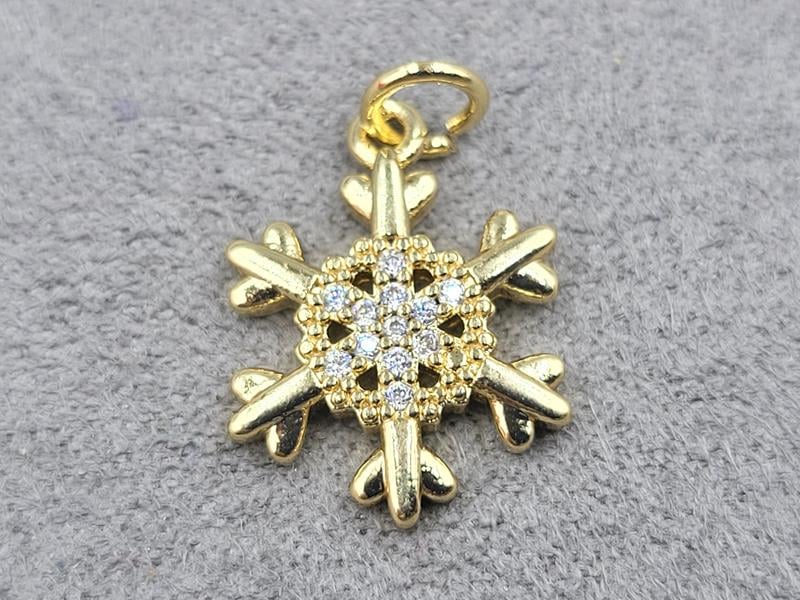 Підвіска *сніжинка* 13 мм колір лимонне золото (гіпоалергений сплав)