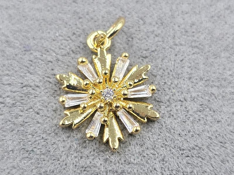 Підвіска *сніжинка* 13 мм колір лимонне золото (гіпоалергений сплав)