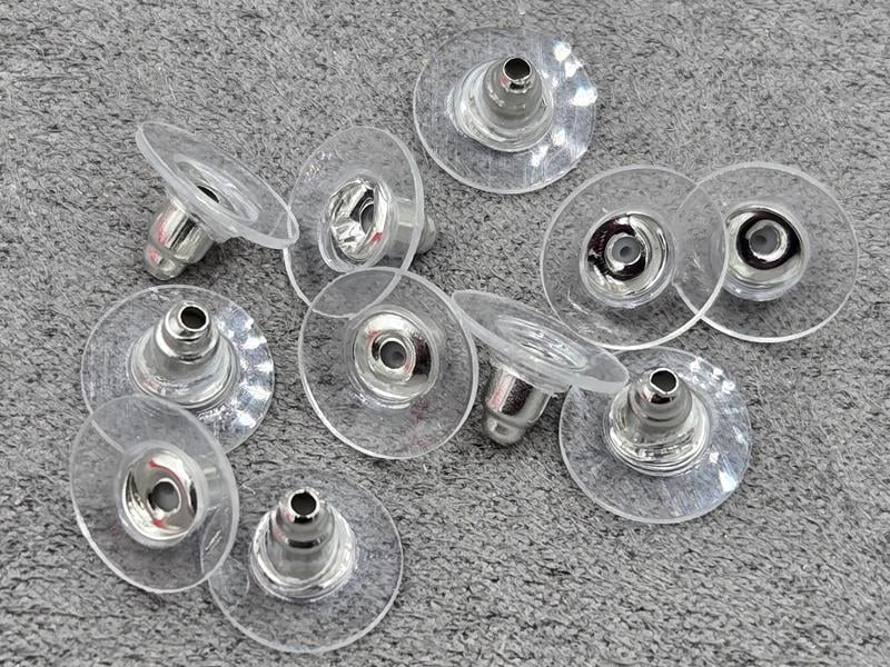 Заглушки для сережок колір сталь (100шт)