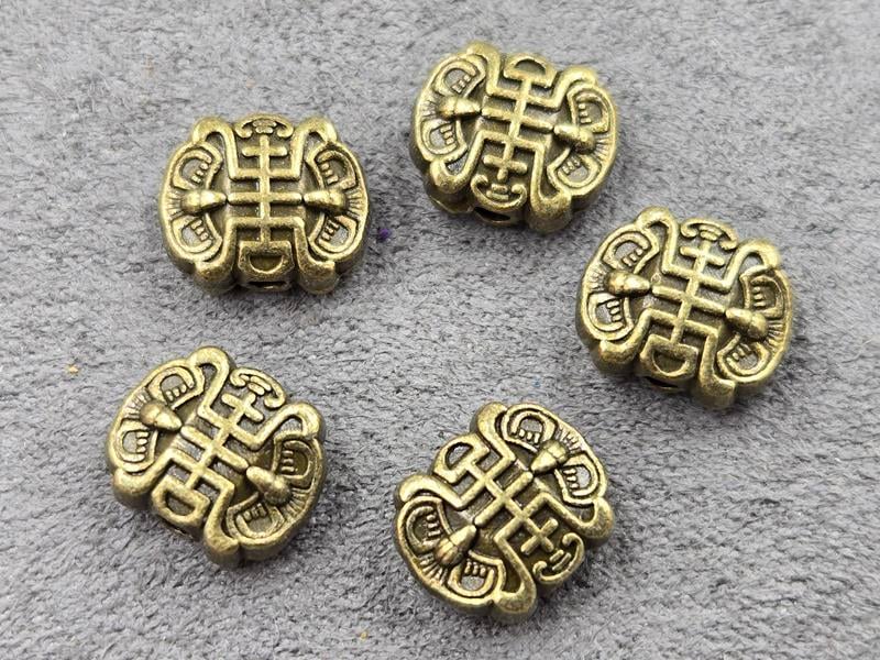 Бусини 10*11,5*5 мм 6 шт колір бронза