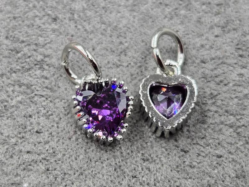 Підвіска 7*9 мм с аметистовим стразом колір сталь (гіпоалергений сплав)