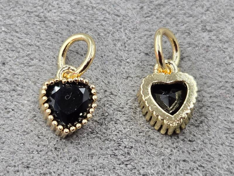 Підвіска 7*9 мм з чорним стразом колір золото (гіпоалергений сплав)