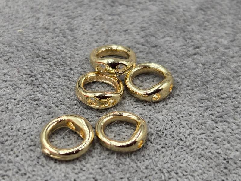 З'єднувальні кільця 6 мм 5 шт  з 2-ма отворами колір золото (гіпоалергений сплав)
