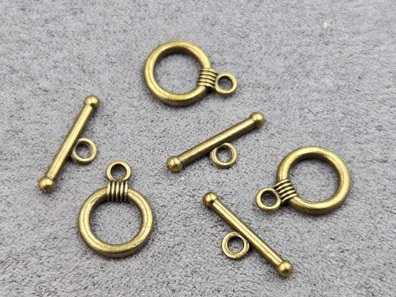 Замок тогл 11 мм 10 штук колір бронза