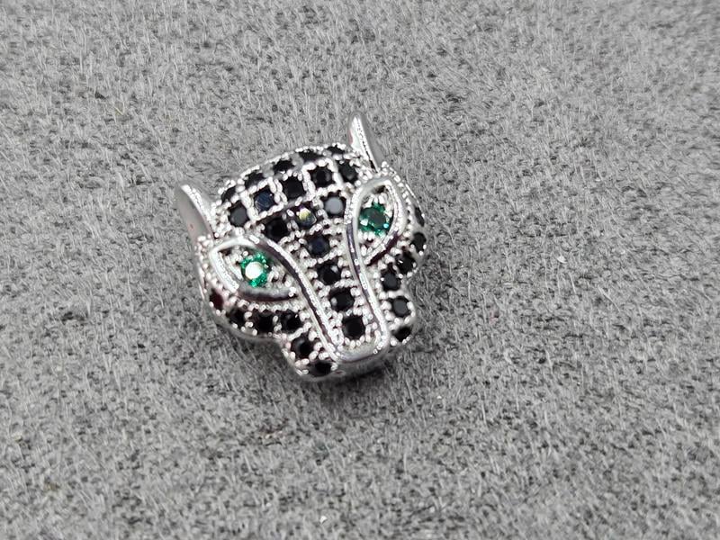 Бусина 11*11 мм колір сталь з чорними стразами (гіпоалергений сплав)