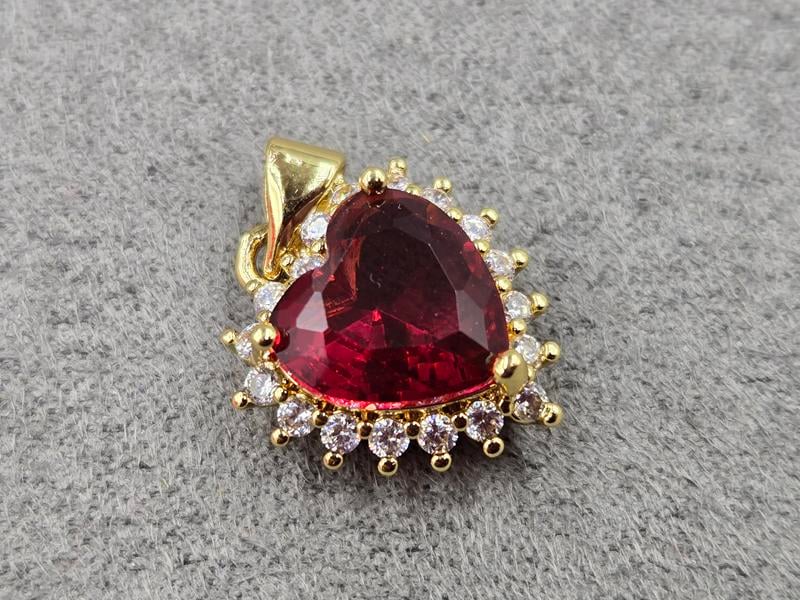 Підвіска серце 15 мм червоне колір лимонне золото (гіпоалергений сплав)