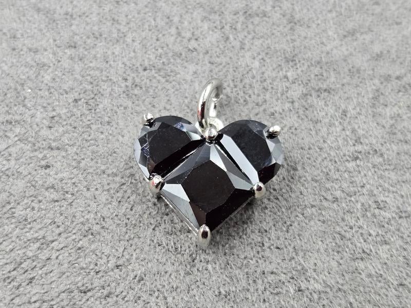 Підвіска серце чорне 15 мм колір сталь (гіпоалергений сплав)