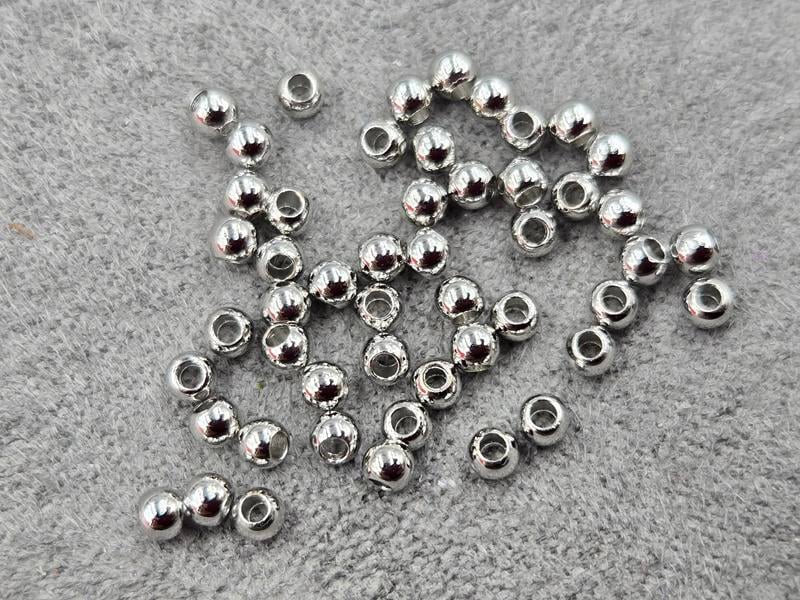 Бусини куля 2,5 мм 100 шт колір сталь (гіпоалергений сплав)