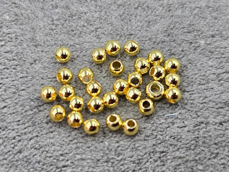 Бусини куля 2,5 мм 100 шт колір лимонне золото (гіпоалергений сплав)