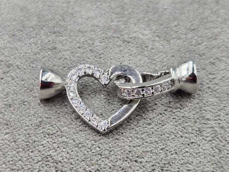 Замок серце 11*25 мм колір сталь (гіпоалергенний сплав)