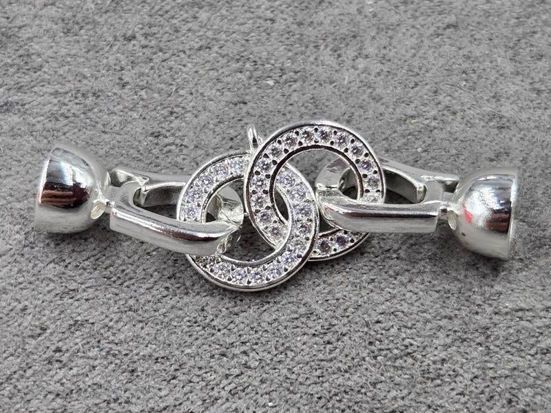 Замок 11*38 мм з колєчком колір срібло (гіпоалергений сплав)