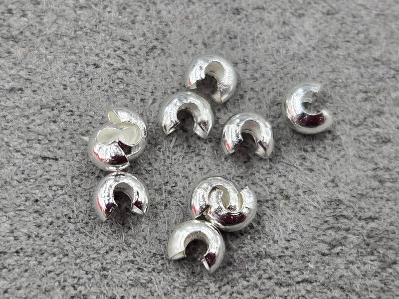 Крімпи 4*3,3 мм 10 штук колір срібло (гіпоалергений сплав)