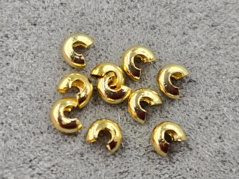 Крімпи 4*3,3 мм 10 штук колір лимонне золото (гіпоалергений сплав)