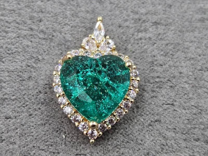 Підвіска 15*23 мм з бірюзовим стразом бите скло колір золото (гіпоалергений сплав)