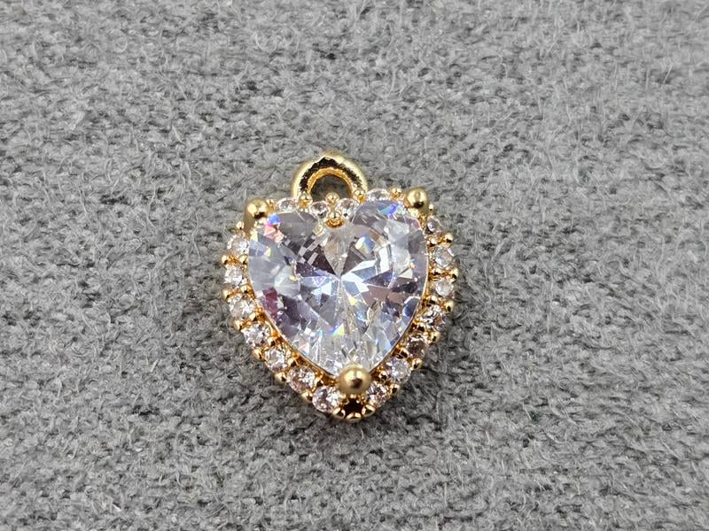 Підвіска 9*11 мм з білим стразом колір золото (гіпоалергений сплав)