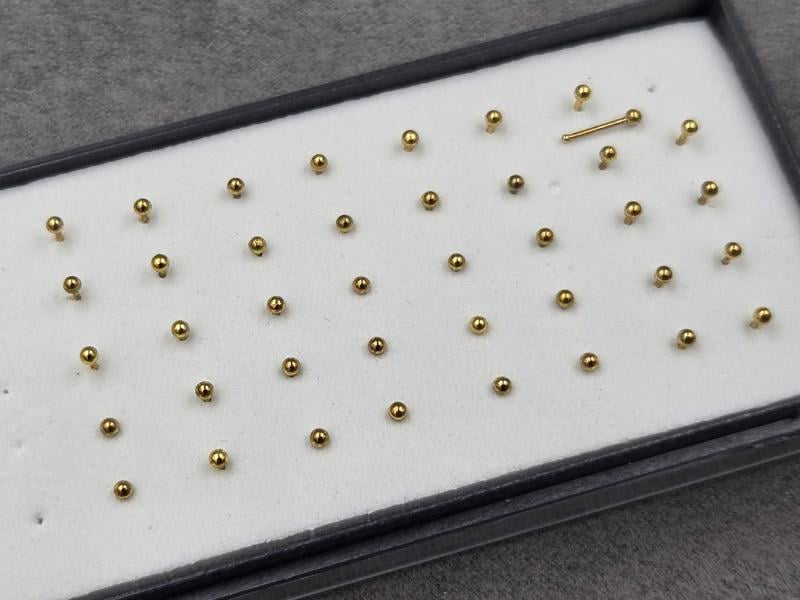 Пірсінг 1,7 мм 40 шт нержавіюча сталь колір лимонне золото