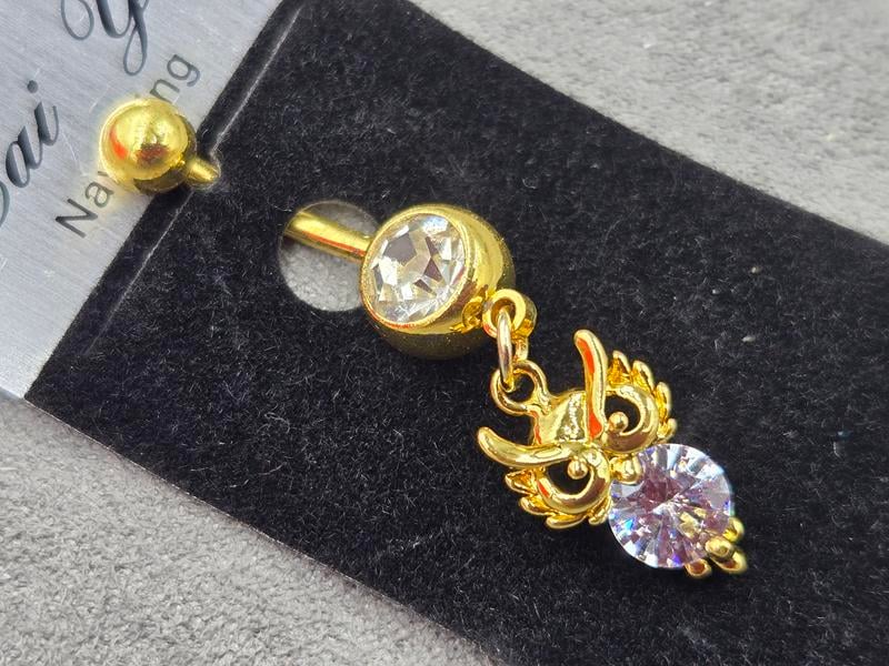 Пірсінг 9 мм висота 40 мм нержавіюча сталь колір лимонне золото