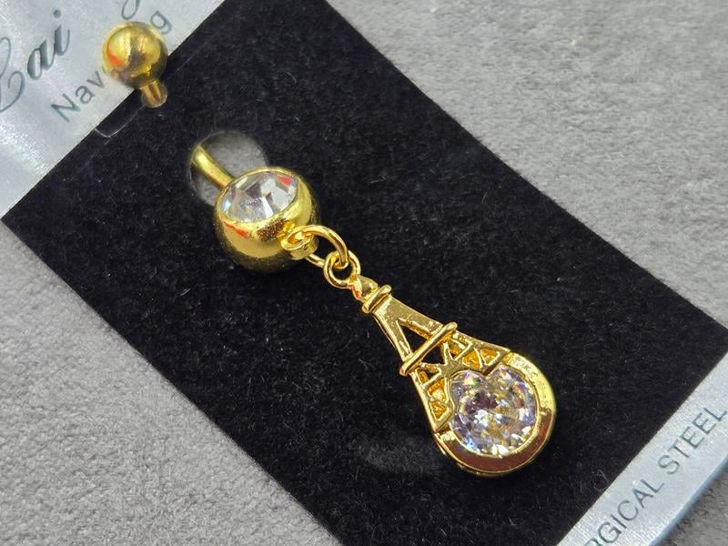 Пірсінг 9 мм висота 45 мм нержавіюча сталь колір лимонне золото