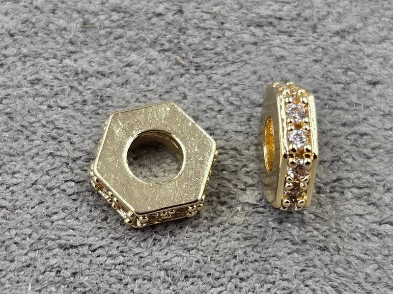 Рондель 8*2 мм колір золото з білими стразами (гіпоалергений сплав)