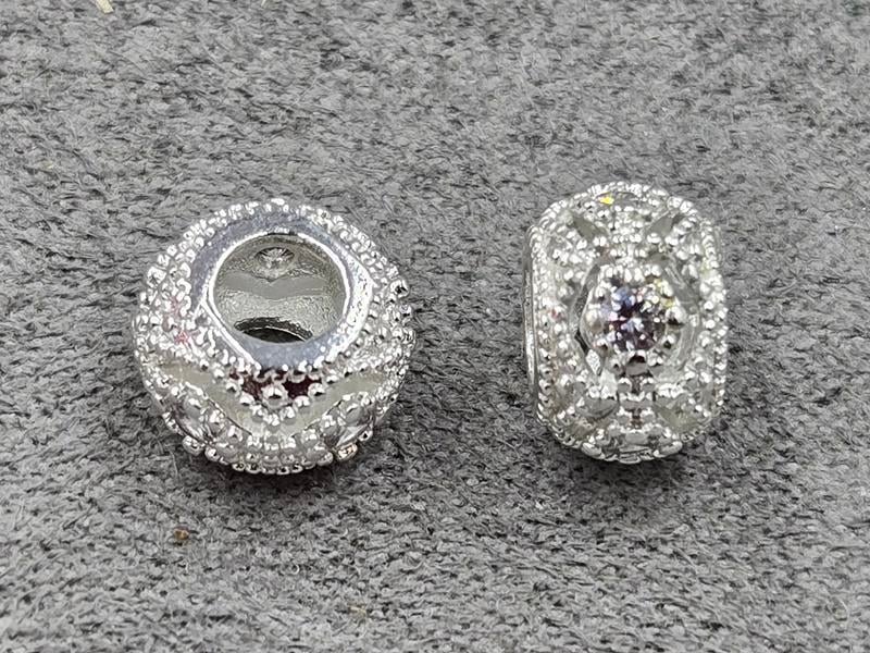 Бусина 10*6 мм колір срібло (гіпоалергений сплав)