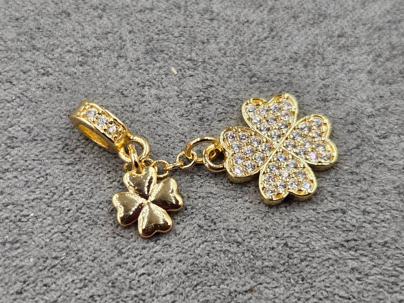 Бейл 5*6*2,5 мм з підвісками конюшина колір золото (гіпоалергений сплав)