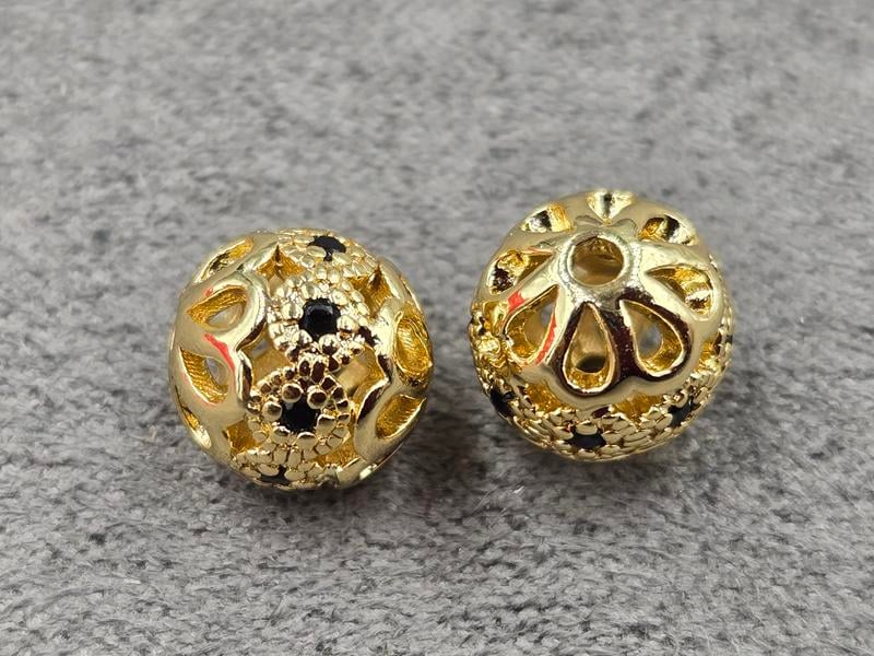 Бусина куля 8,6 мм колір лимонне золото (гіпоалергений сплав)