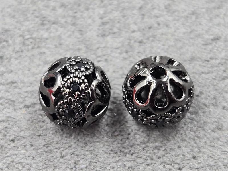 Бусина куля 8,6 мм колір чорний (гіпоалергений сплав)