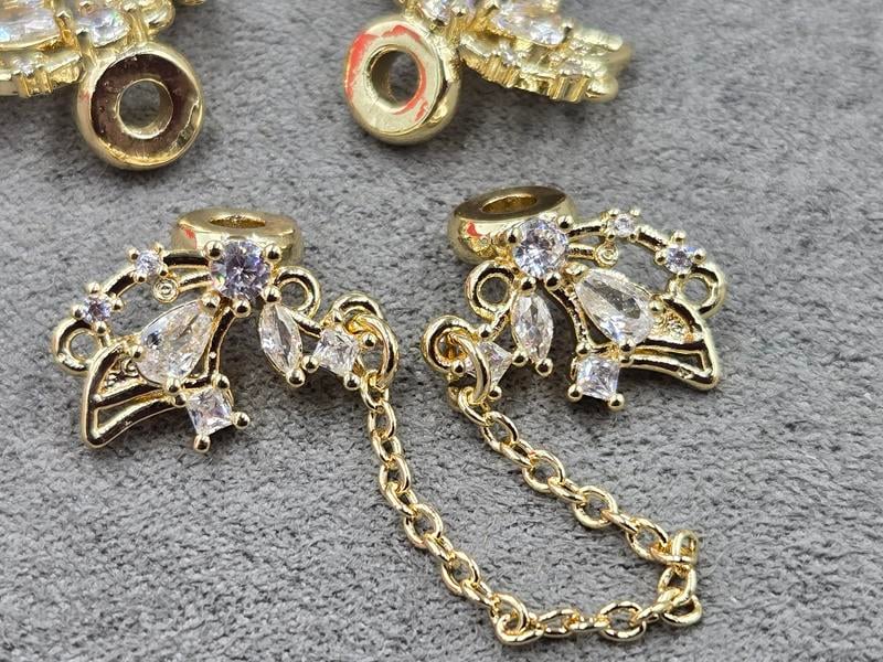 Рондель 8*2,5 мм з бусиною 17*12 мм колір золото (гіпоалергений сплав)