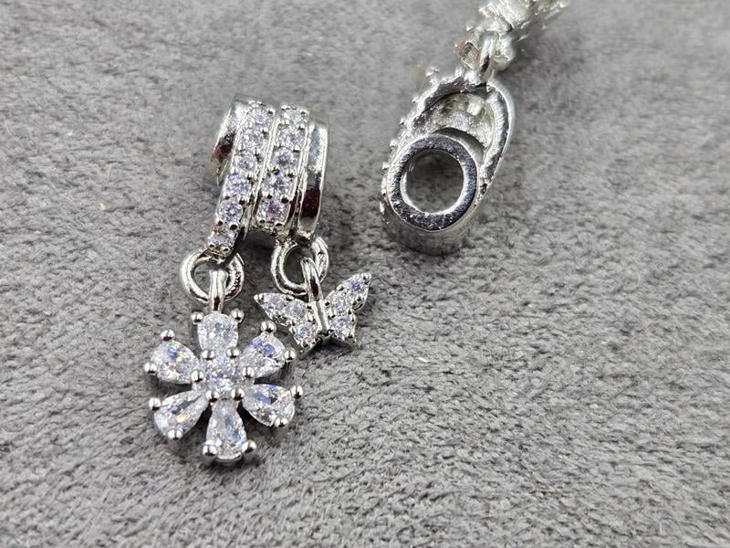 Бусина 6,5*12*6 мм отв. 3 мм з підвісками колір сталь (гіпоалергений сплав)