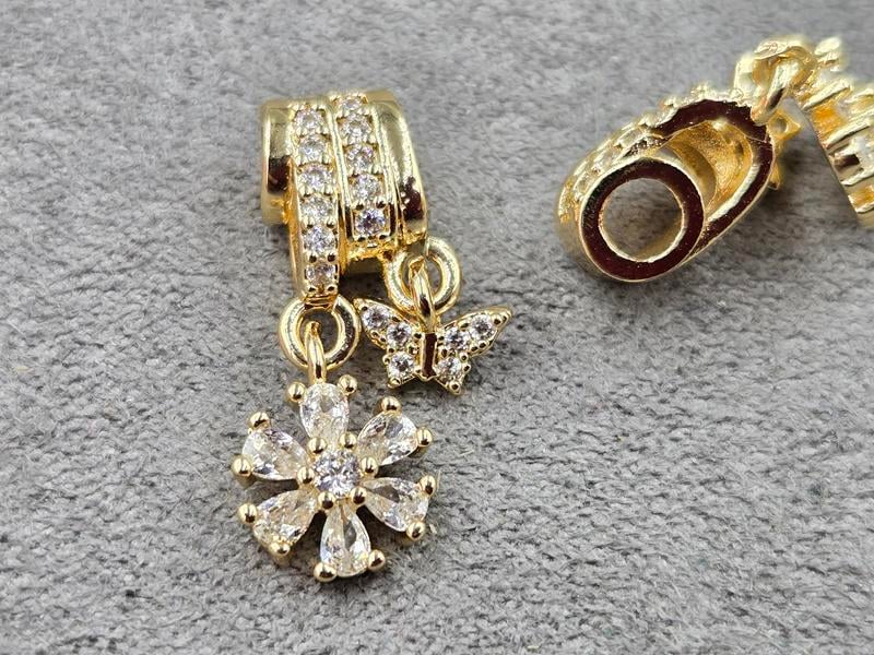 Бусина 6,5*12*6 мм отв. 3 мм з підвісками колір золото (гіпоалергений сплав)