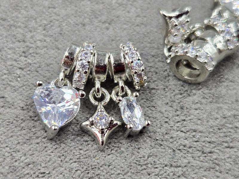 Бусина 12*8*6 мм отв. 3 мм з підвісками колір сталь (гіпоалергений сплав)