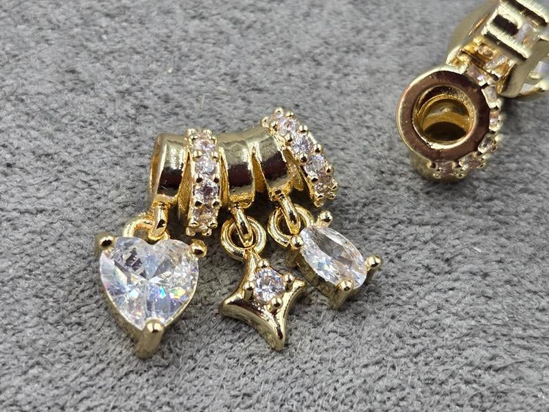 Бусина 12*8*6 мм отв. 3 мм з підвісками колір золото (гіпоалергений сплав)