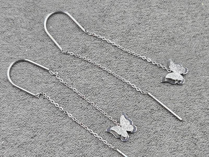 Сережки протяжки 8 мм висота 6 см нержавеющая сталь