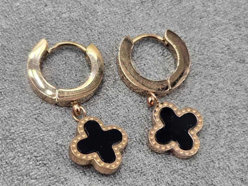 Сережки конюшина 12 мм висота 26 мм нержавіюча сталь