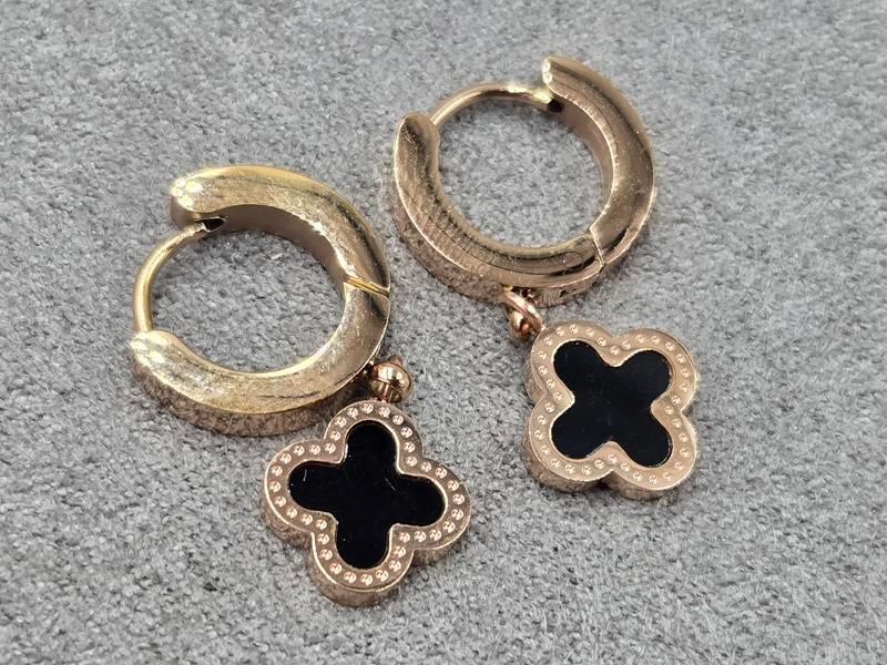 Сережки конюшина 10 мм висота 26 мм нержавіюча сталь