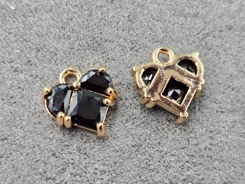 Підвіска серце чорне 10 мм колір золото (гіпоалергений сплав)