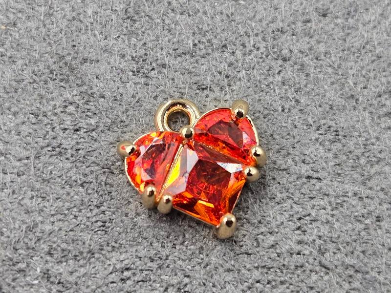 Підвіска серце світло червоне 10 мм колір золото (гіпоалергений сплав)